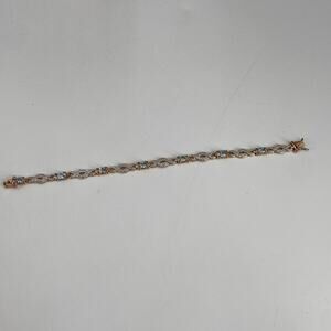 Blue topaz 18 k goldplated diamond accent sterling silver bracelet